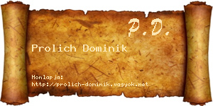 Prolich Dominik névjegykártya
